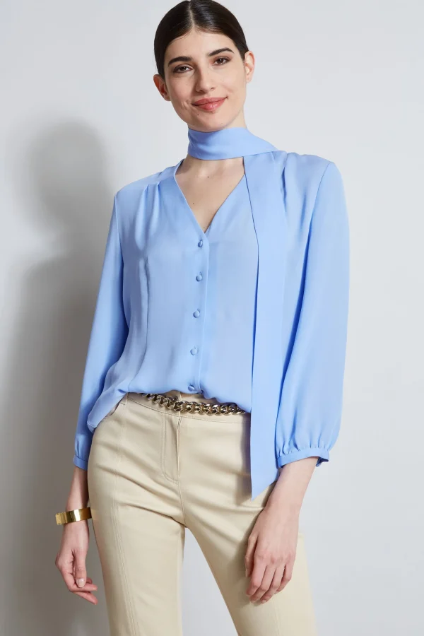 Elie Tahari Tops & Sweaters-Silk Tie Button Shirt