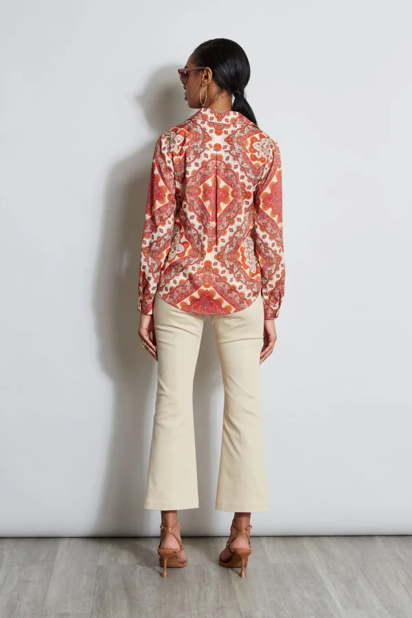 Elie Tahari Tops & Sweaters-Silk Tile Print Button Down Shirt