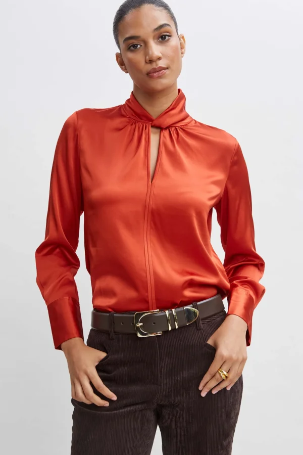 Elie Tahari Tops & Sweaters-Silk Twist Neck Shirt