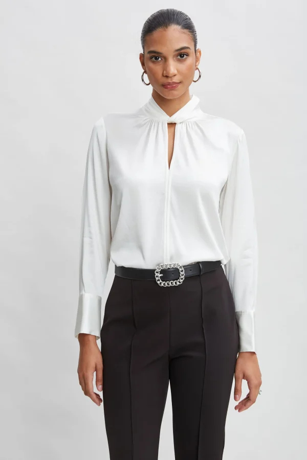 Elie Tahari Tops & Sweaters | Suiting-Silk Twist Neck Shirt