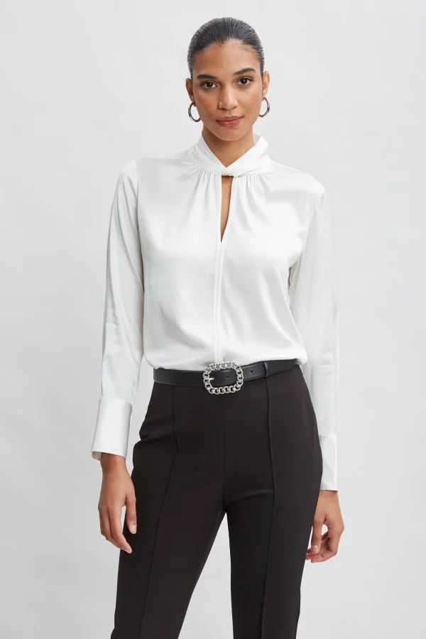 Elie Tahari Tops & Sweaters | Suiting-Silk Twist Neck Shirt