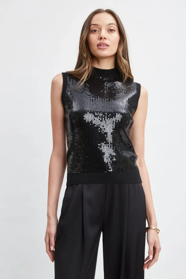 Elie Tahari Tops & Sweaters-Sleeveless Pave Sequin Sweater