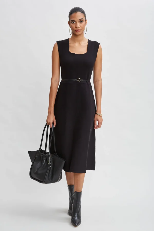 Elie Tahari Dresses & Jumpsuits | Sleeveless Dresses-Square Neck Belted Sweater Dress