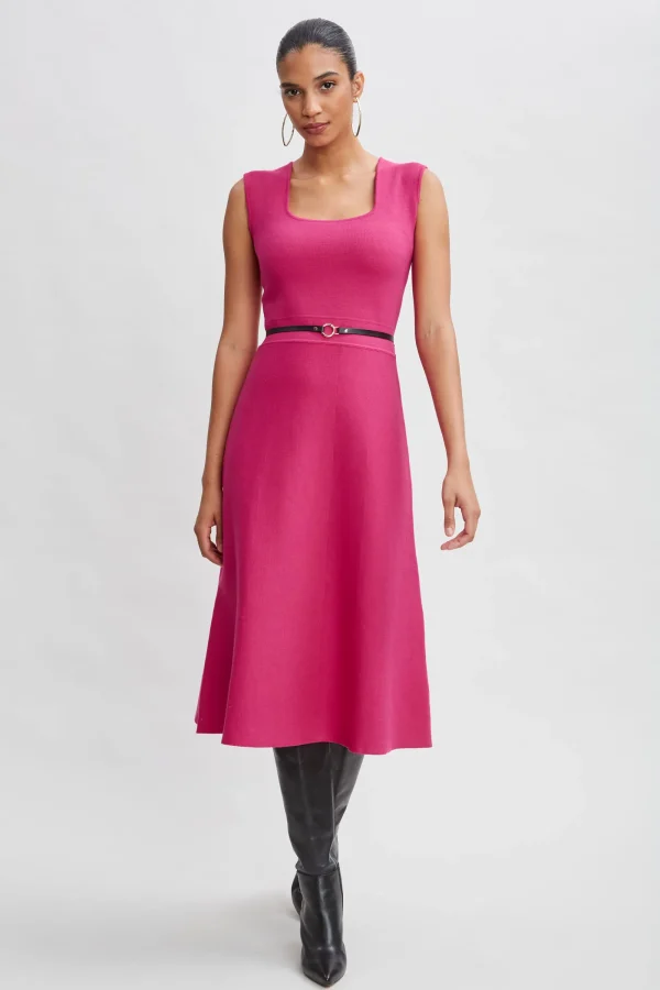 Elie Tahari Dresses & Jumpsuits | Sleeveless Dresses-Square Neck Belted Sweater Dress