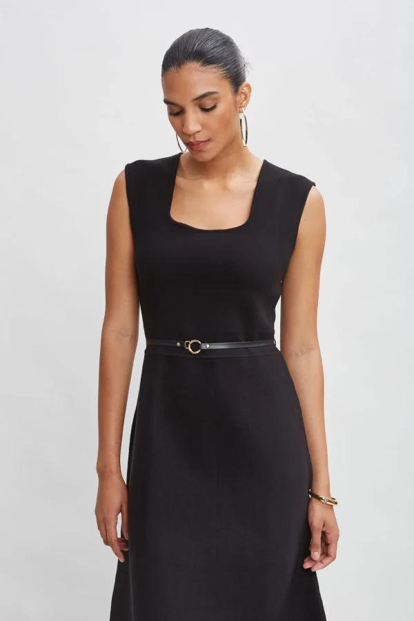 Elie Tahari Dresses & Jumpsuits | Sleeveless Dresses-Square Neck Belted Sweater Dress