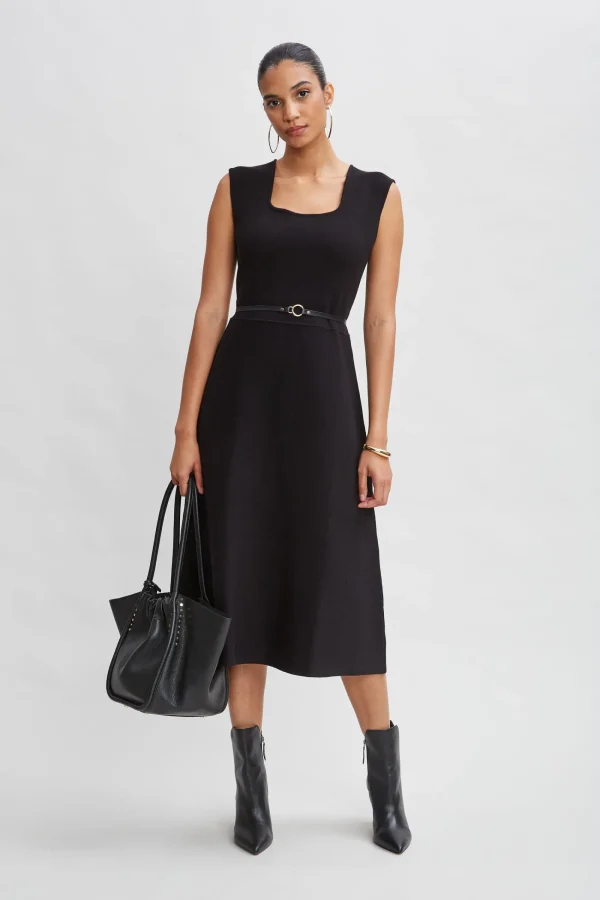 Elie Tahari Dresses & Jumpsuits | Sleeveless Dresses-Square Neck Belted Sweater Dress