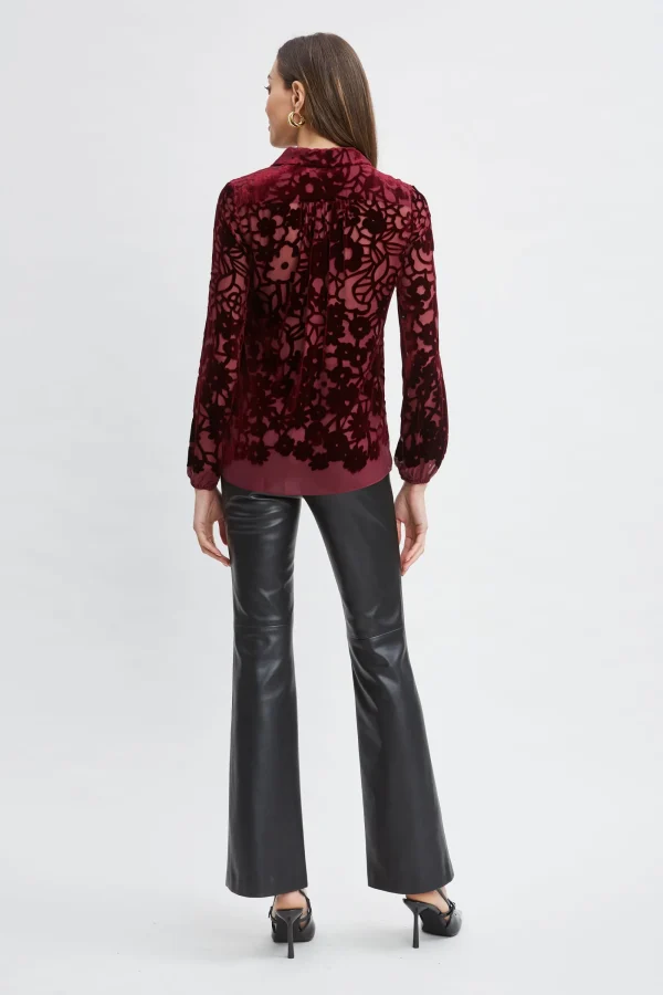 Elie Tahari Tops & Sweaters-Stencil Burnout Velvet Shirt