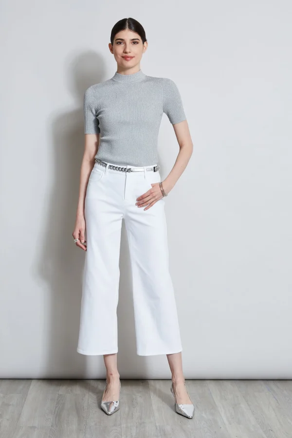 Elie Tahari Bottoms-Stretch Denim Wide Leg Pant