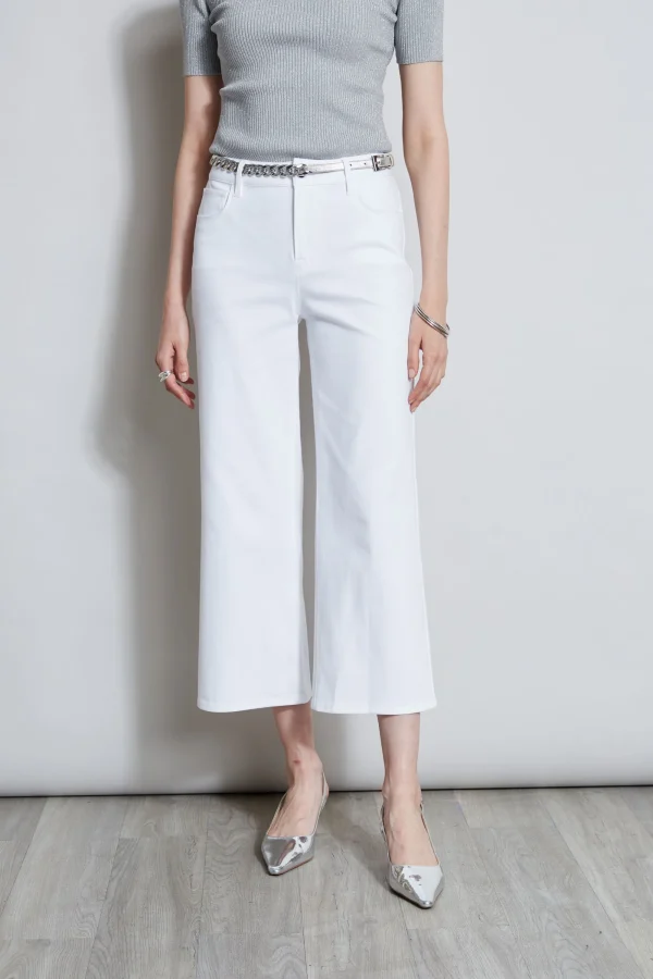 Elie Tahari Bottoms-Stretch Denim Wide Leg Pant