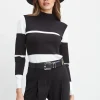 Elie Tahari Tops & Sweaters-Stripe Mock Neck Sweater