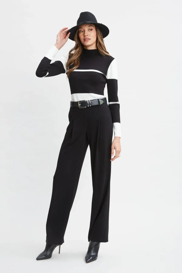 Elie Tahari Tops & Sweaters-Stripe Mock Neck Sweater