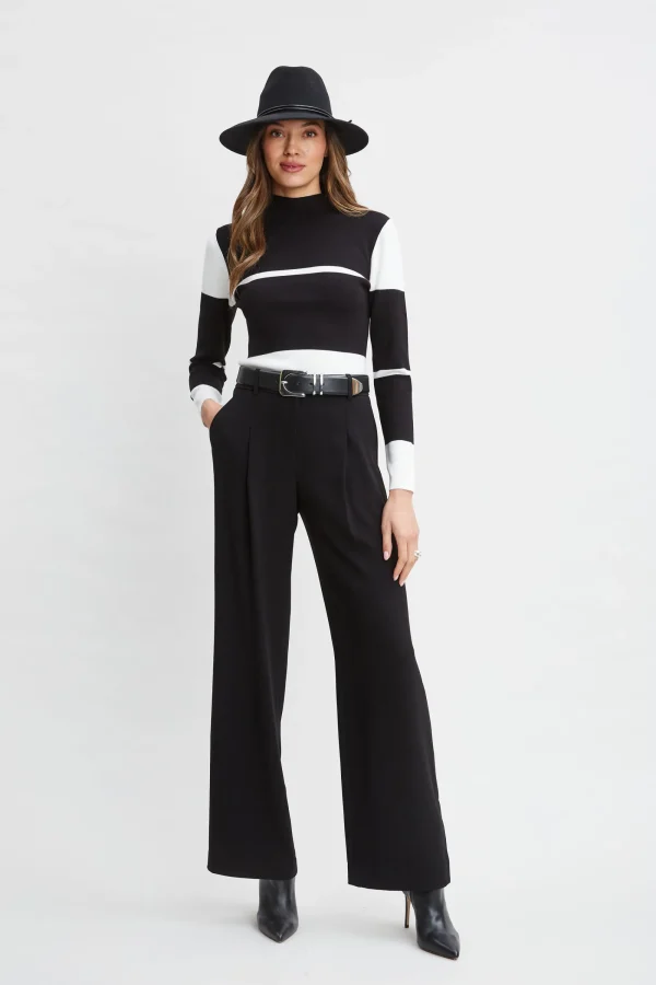 Elie Tahari Tops & Sweaters-Stripe Mock Neck Sweater