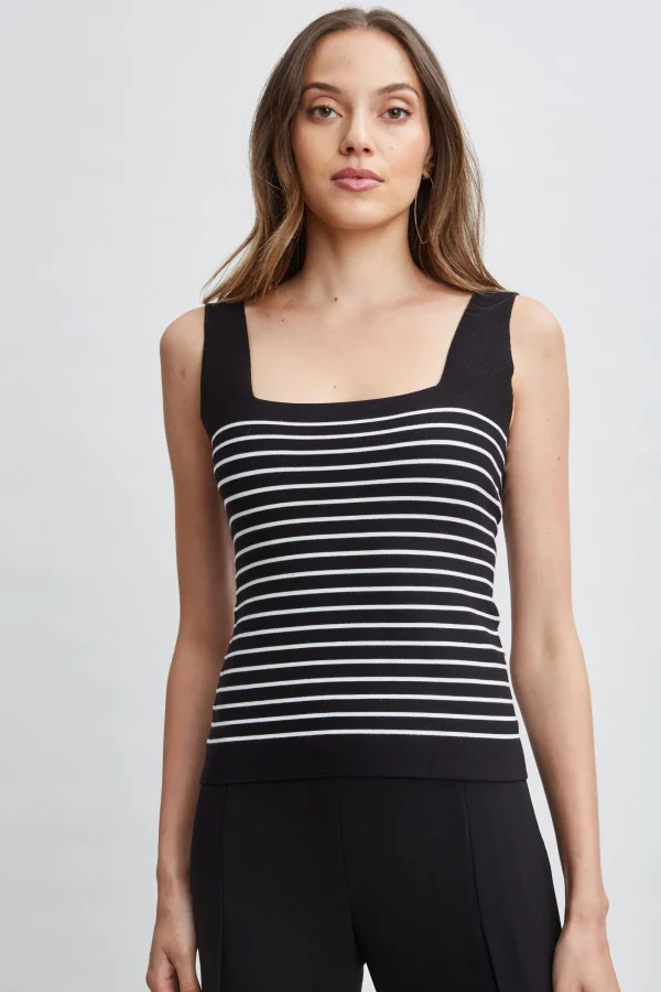 Elie Tahari Tops & Sweaters-Stripe Square Neck Sweater