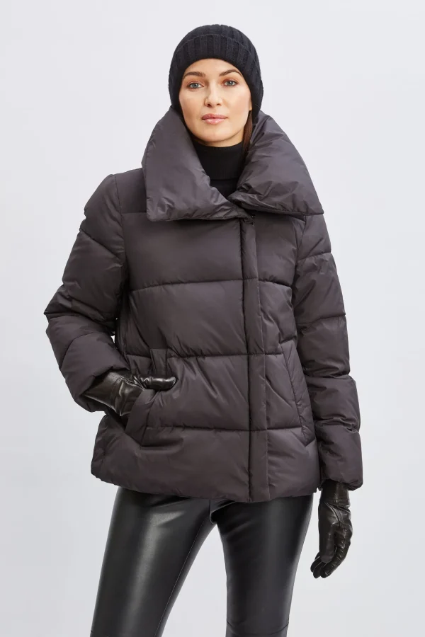 Elie Tahari Coats-Tahari Asymmetric Short Puffer Coat