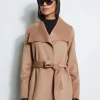 Elie Tahari Coats-Tahari Double Face Lightweight Wool Wrap Coat