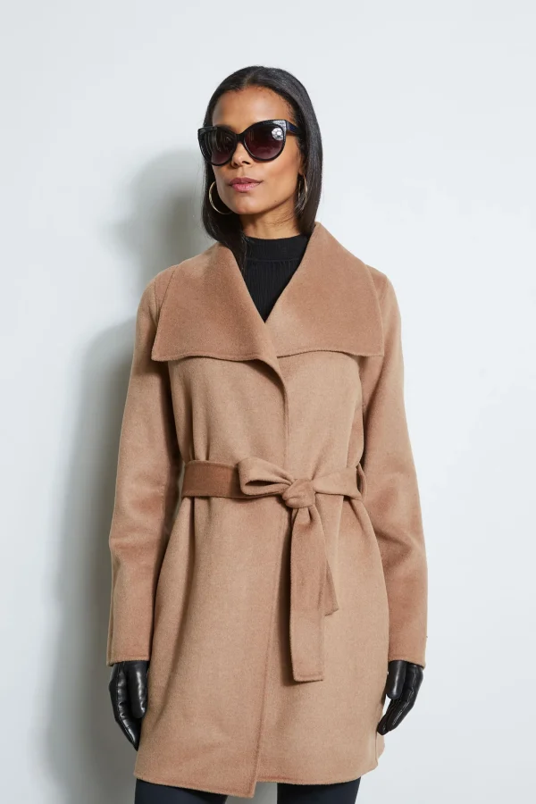 Elie Tahari Coats-Tahari Double Face Lightweight Wool Wrap Coat