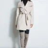 Elie Tahari Coats-Tahari Double Face Lightweight Wool Wrap Coat