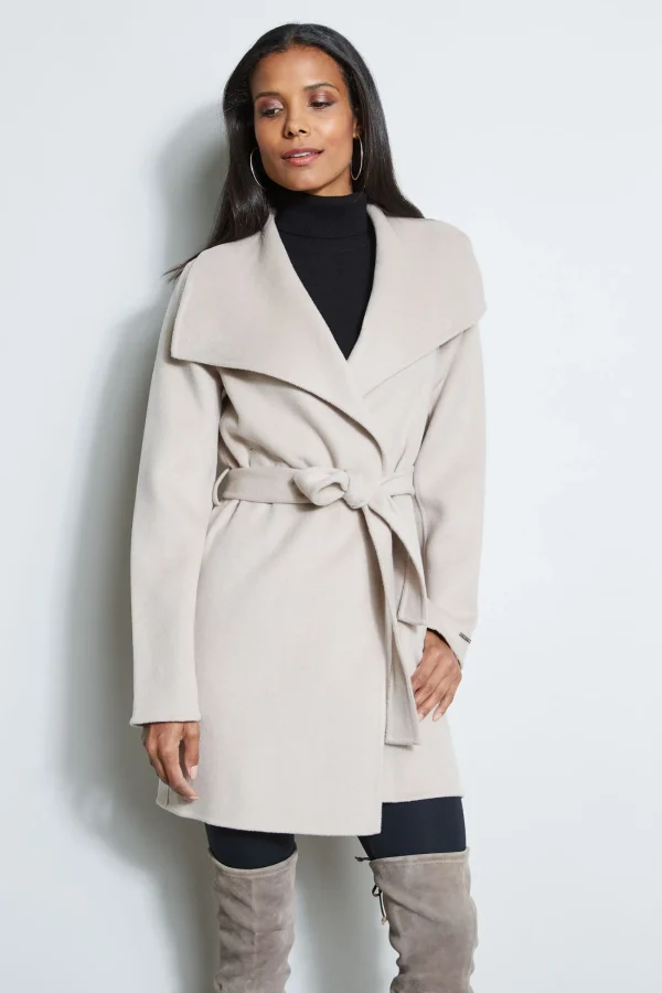 Elie Tahari Coats-Tahari Double Face Lightweight Wool Wrap Coat