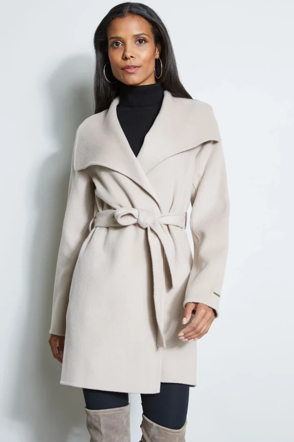 Elie Tahari Coats-Tahari Double Face Lightweight Wool Wrap Coat