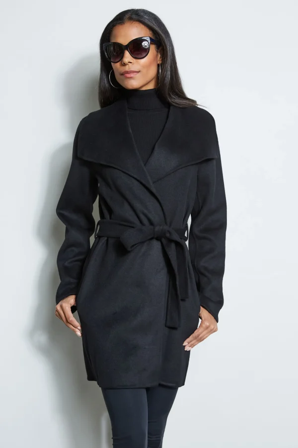 Elie Tahari Coats-Tahari Double Face Wool Lightweight Wrap Coat