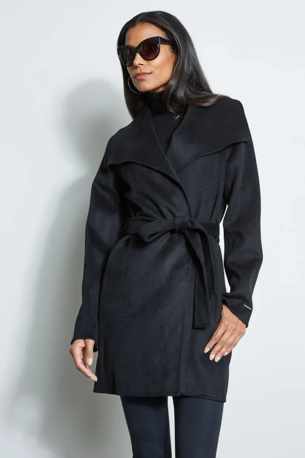 Elie Tahari Coats-Tahari Double Face Wool Lightweight Wrap Coat