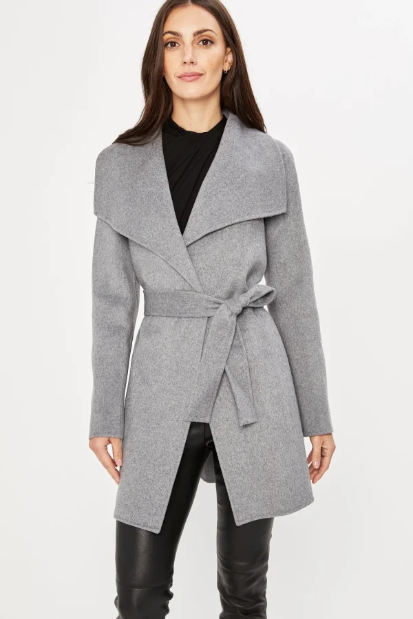 Elie Tahari Coats-Tahari Double Face Wool Lightweight Wrap Coat