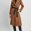 Elie Tahari Coats-Tahari Double Face Wool Vegan Leather Trim Coat