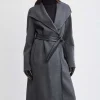 Elie Tahari Coats-Tahari Double Face Wool Vegan Leather Trim Coat