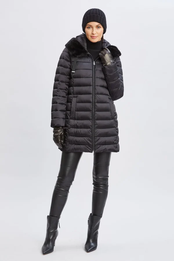 Elie Tahari Coats-Tahari Faux Fur Collar Puffer Coat