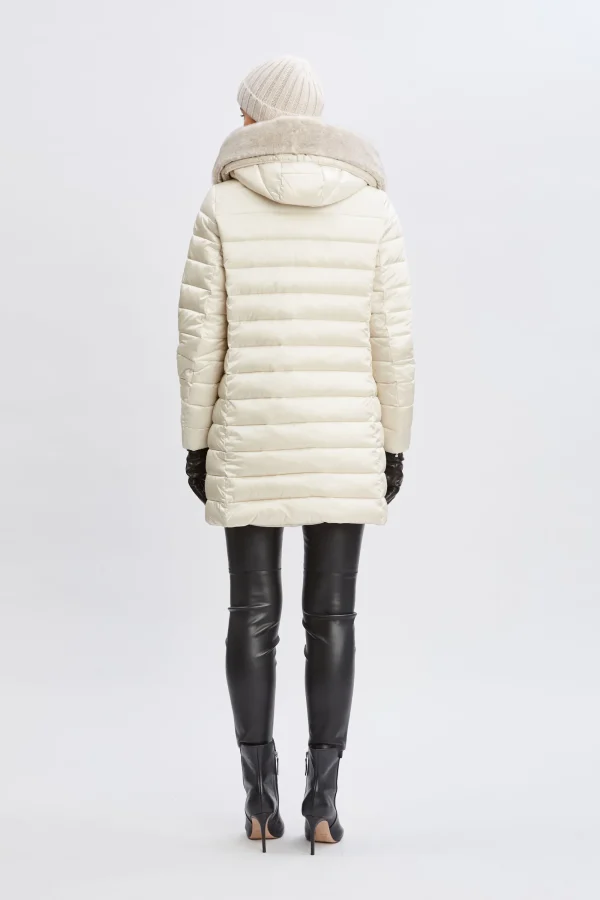 Elie Tahari Coats-Tahari Faux Fur Collar Puffer Coat