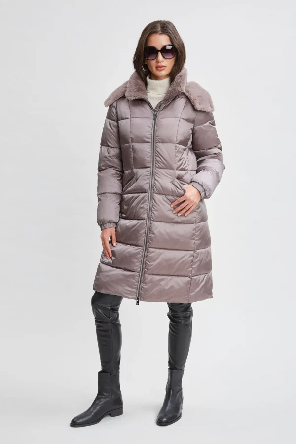 Elie Tahari Coats-Tahari Faux Fur Trimmed Puffer Coat