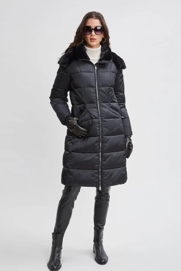 Elie Tahari Coats-Tahari Faux Fur Trimmed Puffer Coat