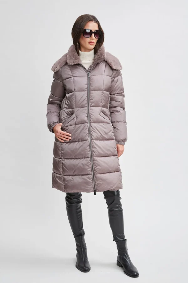 Elie Tahari Coats-Tahari Faux Fur Trimmed Puffer Coat