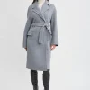 Elie Tahari Coats-Tahari Long Double Face Wool Blend Stitched Wrap Coat