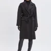 Elie Tahari Coats-Tahari Long Double Face Wool Blend Stitched Wrap Coat