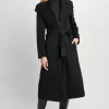 Elie Tahari Coats-Tahari Long Double Face Wool Blend Wrap Coat