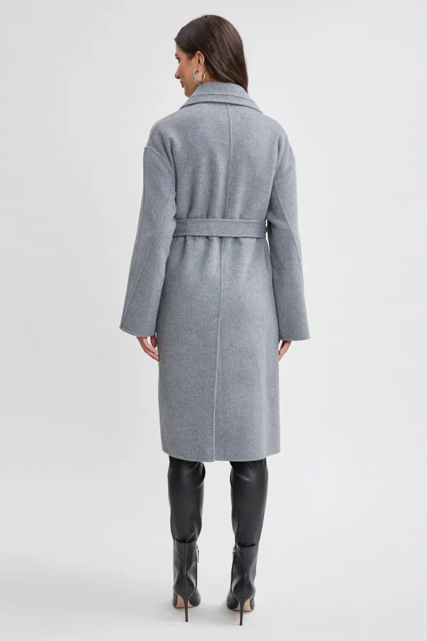 Elie Tahari Coats-Tahari Long Double Face Wool Blend Stitched Wrap Coat