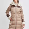 Elie Tahari Coats-Tahari Shearling Trim Puffer Coat