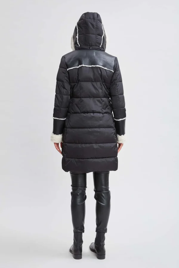 Elie Tahari Coats-Tahari Shearling Trim Puffer Coat