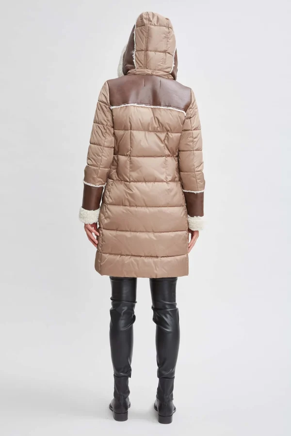 Elie Tahari Coats-Tahari Shearling Trim Puffer Coat