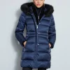 Elie Tahari Coats-Tahari Stitched Faux Fur Hood Puffer Coat