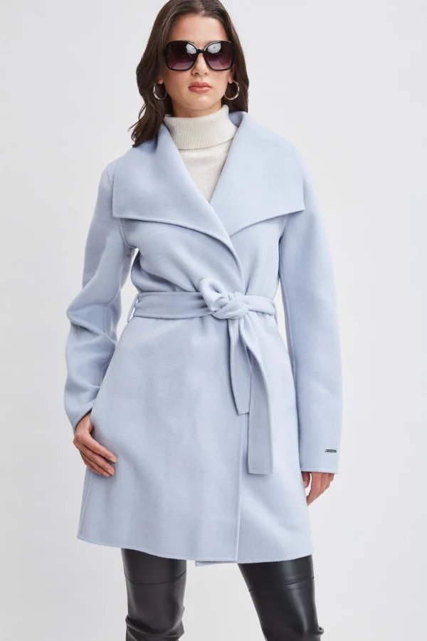 Elie Tahari Coats-Tahari Wool Blend Double Face Wrap Coat