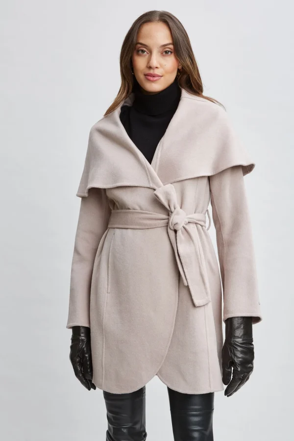 Elie Tahari Coats-Tahari Wool Blend Shawl Collar Wrap Coat