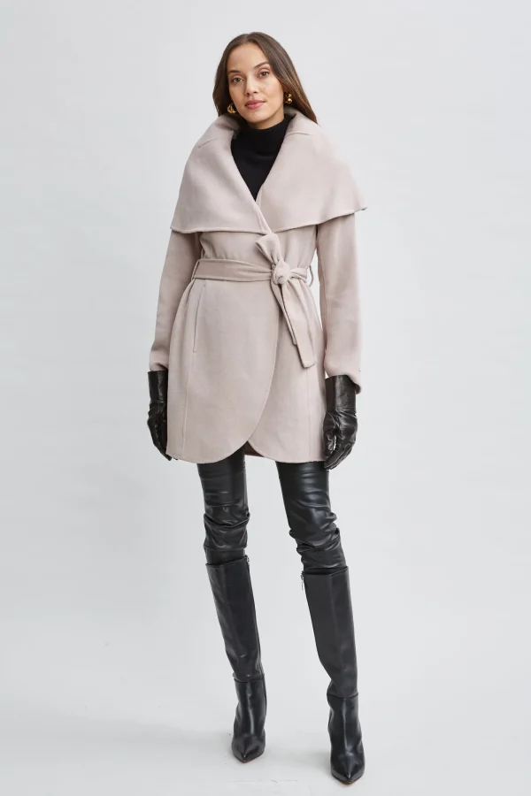 Elie Tahari Coats-Tahari Wool Blend Shawl Collar Wrap Coat