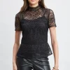 Elie Tahari Tops & Sweaters-Tape Applique Mock Neck Shirt