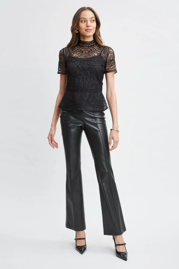 Elie Tahari Tops & Sweaters-Tape Applique Mock Neck Shirt