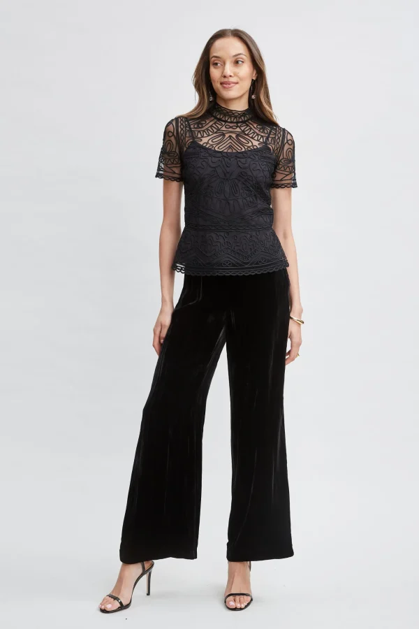 Elie Tahari Tops & Sweaters-Tape Applique Mock Neck Shirt