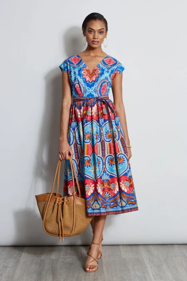 Elie Tahari Dresses & Jumpsuits | Midi Dresses-Tapestry Floral Cotton Midi Dress