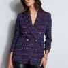 Elie Tahari Jackets & Blazers | Suiting-Tweed Ruched Sleeve Double Breasted Blazer