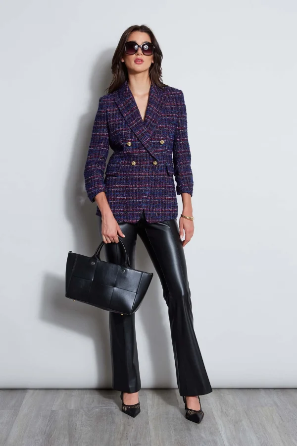 Elie Tahari Jackets & Blazers | Suiting-Tweed Ruched Sleeve Double Breasted Blazer